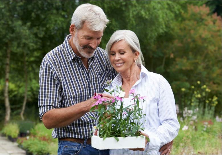 Older man and woman smiling