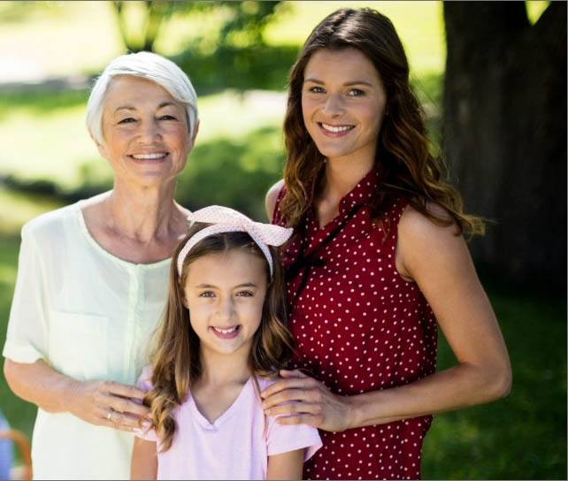 Three generations of women smiling
